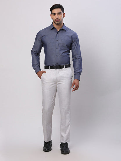 Raymond Grey Solid Slim Fit Cotton Formal Shirt