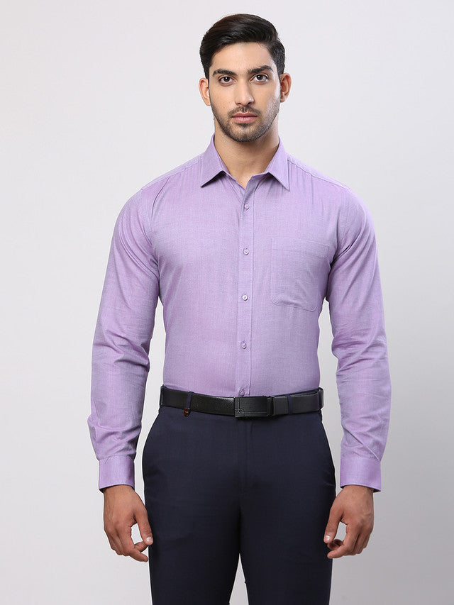 Raymond Purple Solid Slim Fit Cotton Formal Shirt