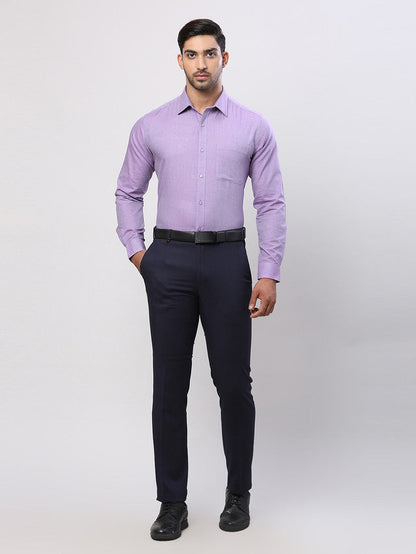 Raymond Purple Solid Slim Fit Cotton Formal Shirt