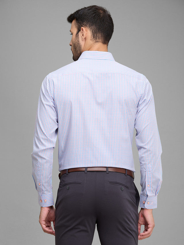 Raymond Men Blue Checks Cotton Formal Shirt