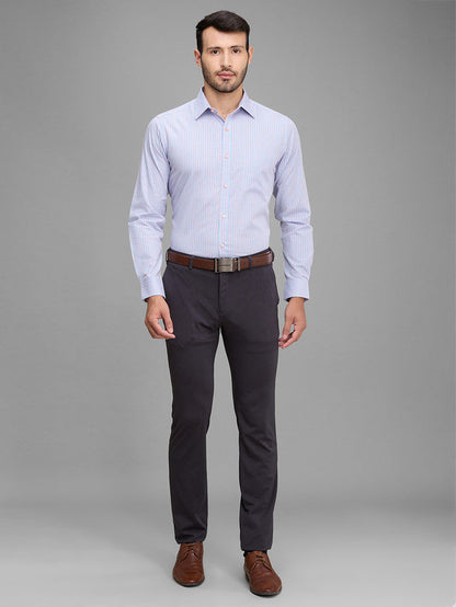 Raymond Men Blue Checks Cotton Formal Shirt