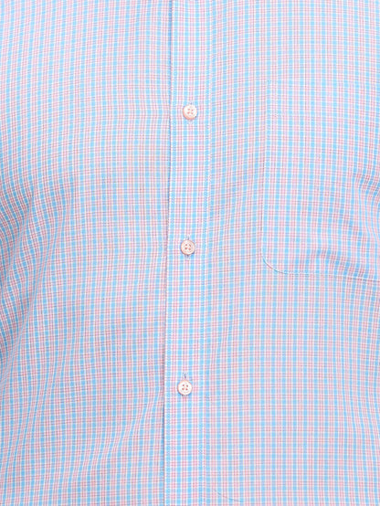 Raymond Men Blue Checks Cotton Formal Shirt