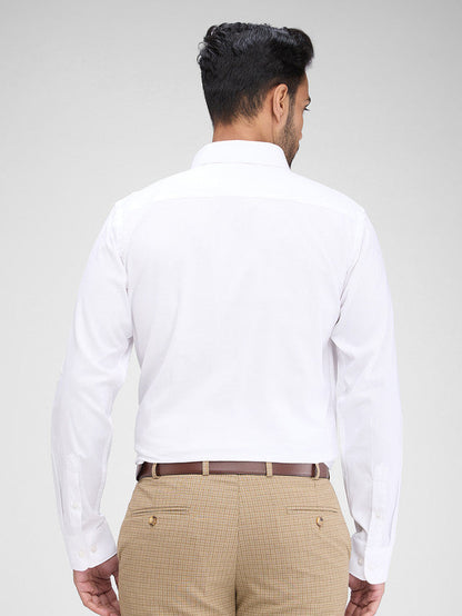 Raymond White Structure Slim Fit Full Sleeve Cotton Shirt