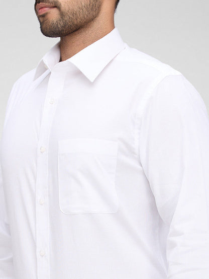 Raymond White Structure Slim Fit Full Sleeve Cotton Shirt