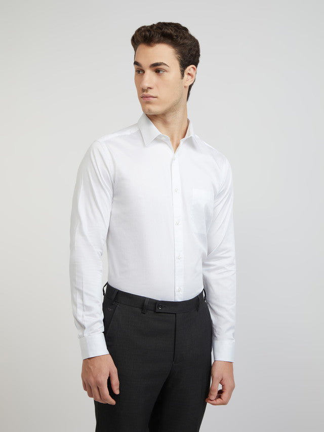 Raymond Men White Solid Slim Fit Cotton Formal Shirt