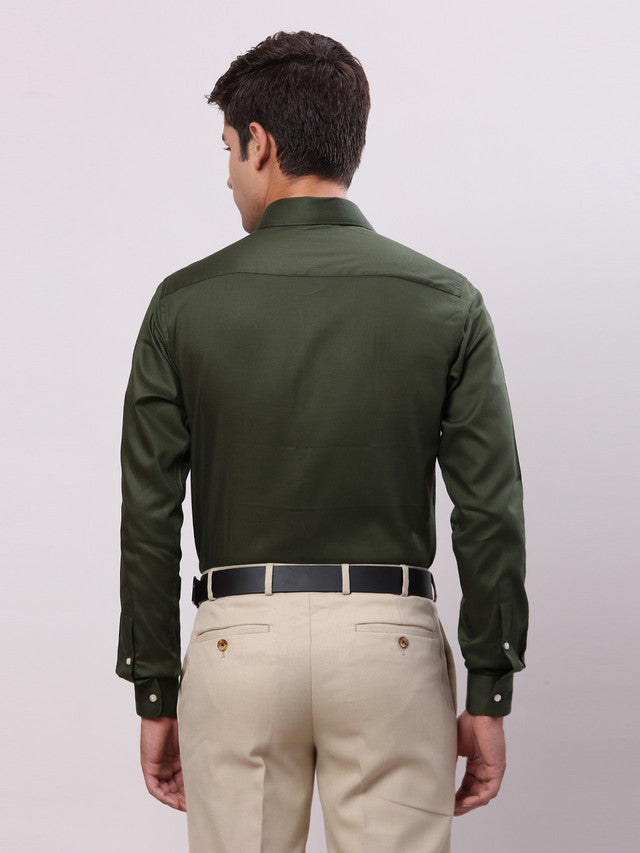 Raymond Green Solid Slim Fit Cotton Formal Shirt