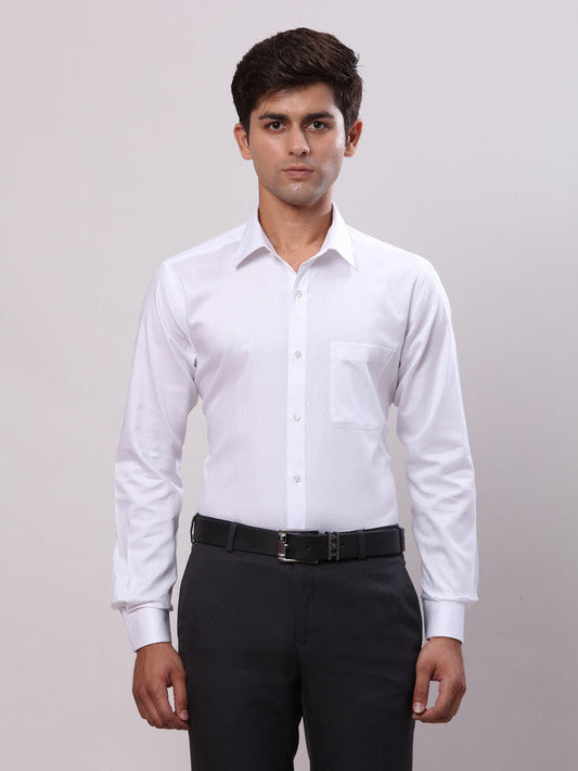 Raymond White Solid Slim Fit Cotton Formal Shirt