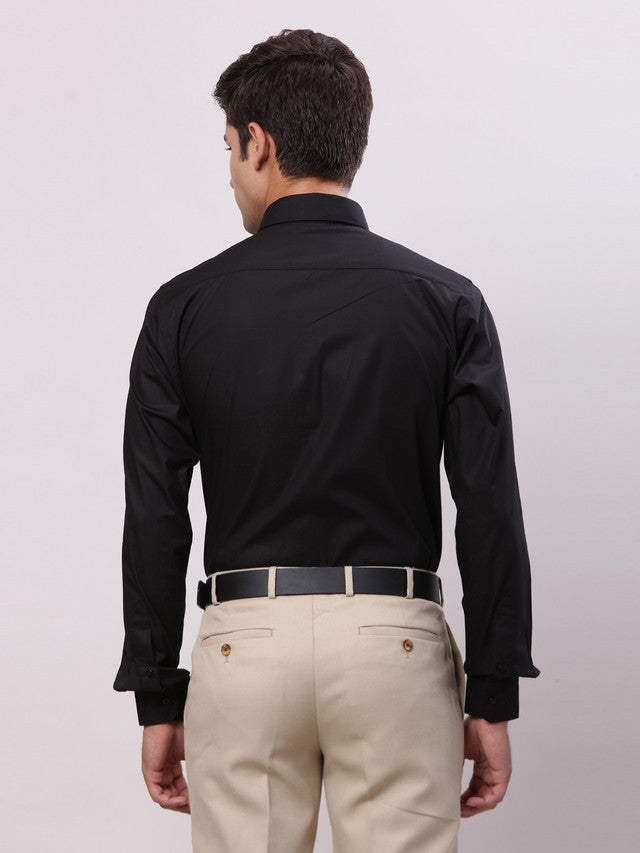 Raymond Black Solid Slim Fit Cotton Formal Shirt