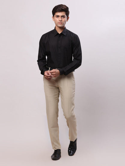 Raymond Black Solid Slim Fit Cotton Formal Shirt