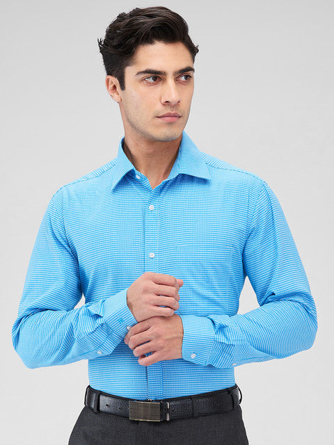 Raymond Men Blue Structure Slim Fit Cotton Shirt