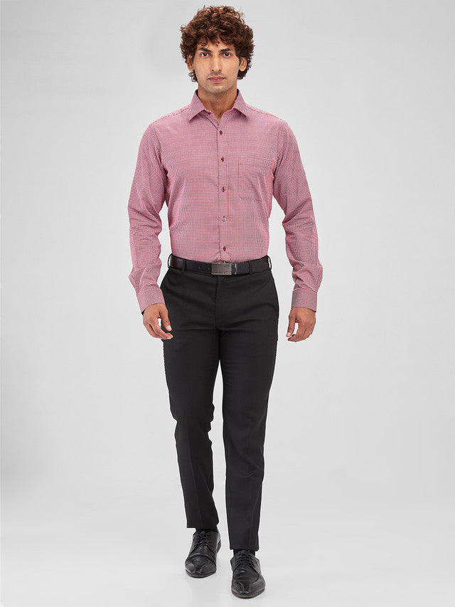 Raymond Red Structure Slim Fit Cotton Formal Shirt