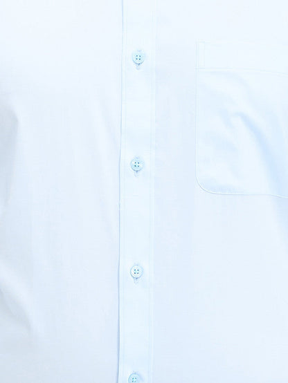 Raymond Blue Solid Slim Fit Full Sleeve Cotton Shirt