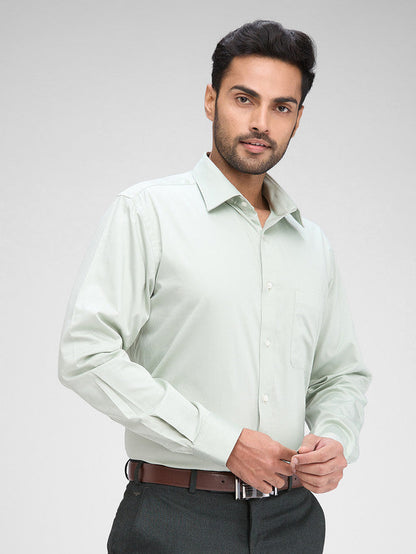 Raymond Green Solid Slim Fit Full Sleeve Cotton Shirt