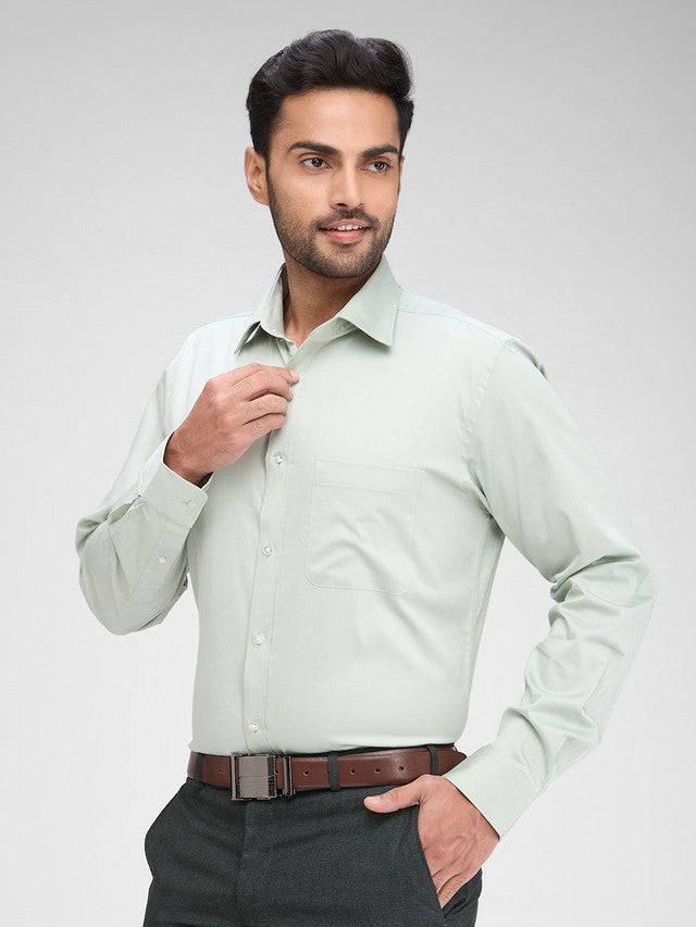 Raymond Green Solid Slim Fit Full Sleeve Cotton Shirt