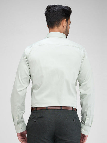 Raymond Green Solid Slim Fit Full Sleeve Cotton Shirt