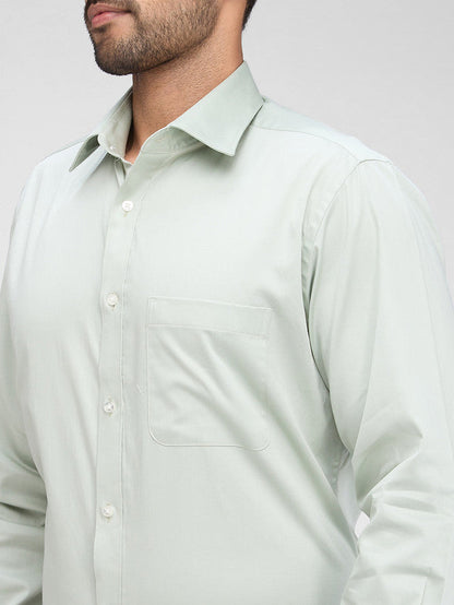Raymond Green Solid Slim Fit Full Sleeve Cotton Shirt