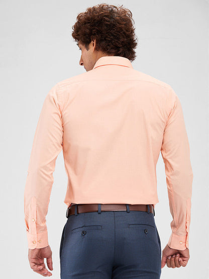 Raymond Orange Solid Slim Fit Cotton Formal Shirt