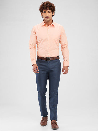 Raymond Orange Solid Slim Fit Cotton Formal Shirt