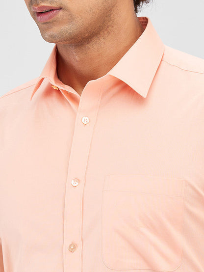 Raymond Orange Solid Slim Fit Cotton Formal Shirt