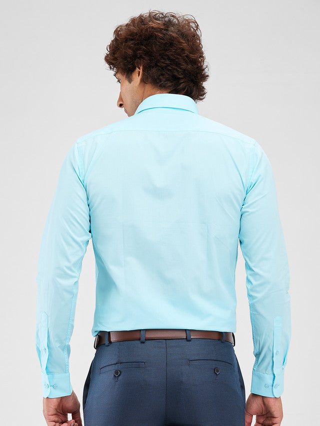 Raymond Blue Solid Slim Fit Cotton Formal Shirt