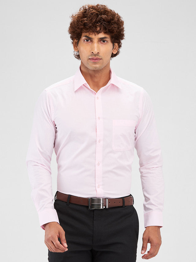 Raymond Pink Solid Slim Fit Cotton Formal Shirt