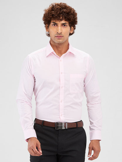 Raymond Pink Solid Slim Fit Cotton Formal Shirt