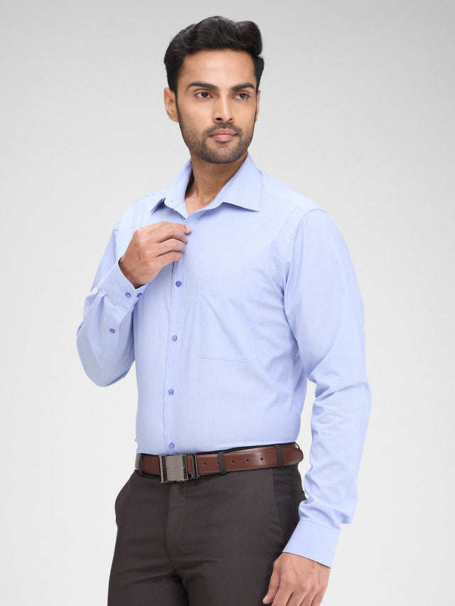Raymond Blue Solid Slim Fit Full Sleeve Cotton Shirt