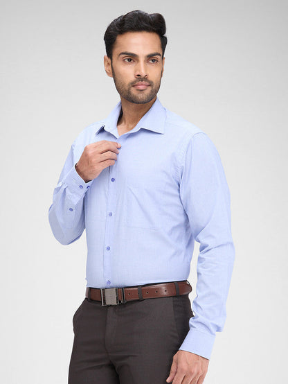 Raymond Blue Solid Slim Fit Full Sleeve Cotton Shirt