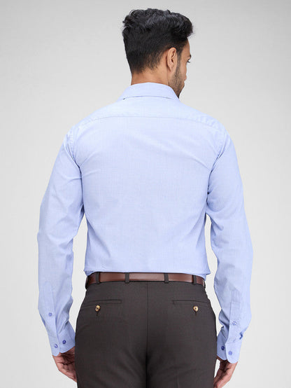 Raymond Blue Solid Slim Fit Full Sleeve Cotton Shirt