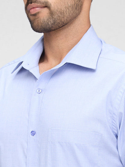 Raymond Blue Solid Slim Fit Full Sleeve Cotton Shirt