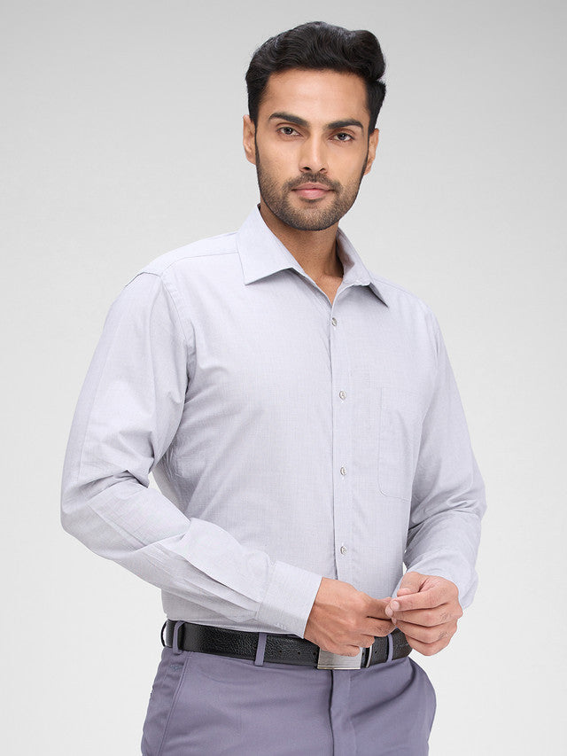 Raymond Grey Solid Slim Fit Full Sleeve Cotton Shirt