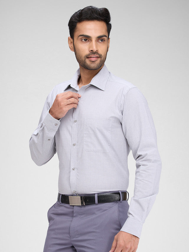 Raymond Grey Solid Slim Fit Full Sleeve Cotton Shirt