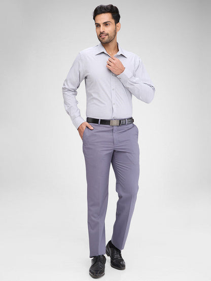 Raymond Grey Solid Slim Fit Full Sleeve Cotton Shirt