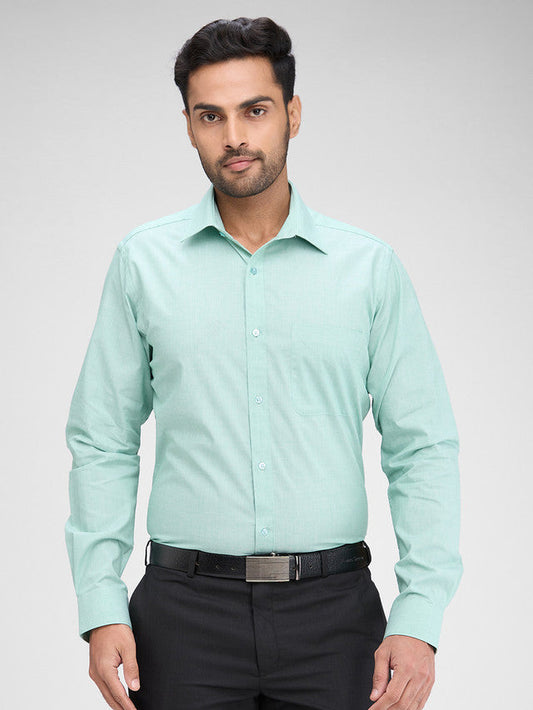 Raymond Green Solid Slim Fit Full Sleeve Cotton Shirt