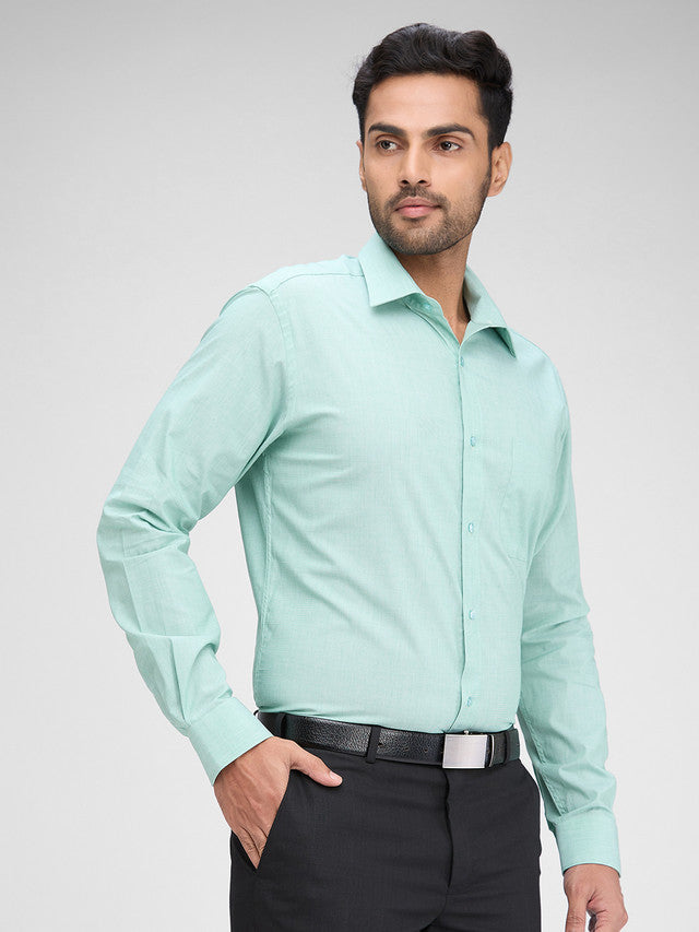 Raymond Green Solid Slim Fit Full Sleeve Cotton Shirt