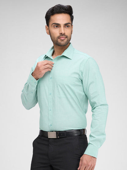 Raymond Green Solid Slim Fit Full Sleeve Cotton Shirt