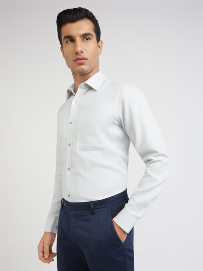 Raymond Grey Structure Slim Fit Cotton Formal Shirt