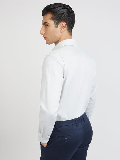Raymond Grey Structure Slim Fit Cotton Formal Shirt