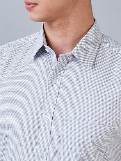 Raymond Men Blue Checks Slim Fit Cotton Shirt