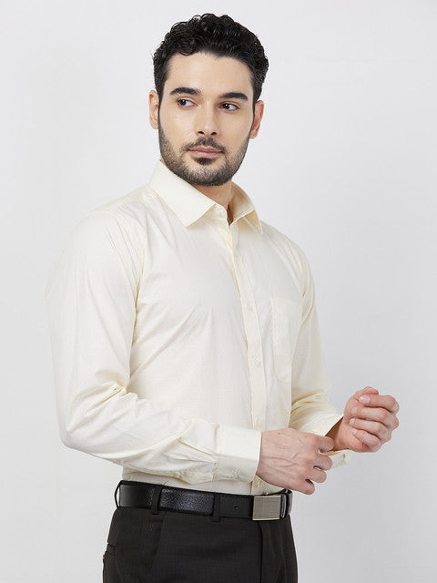 Raymond Men Yellow Checks Slim Fit Cotton Shirt