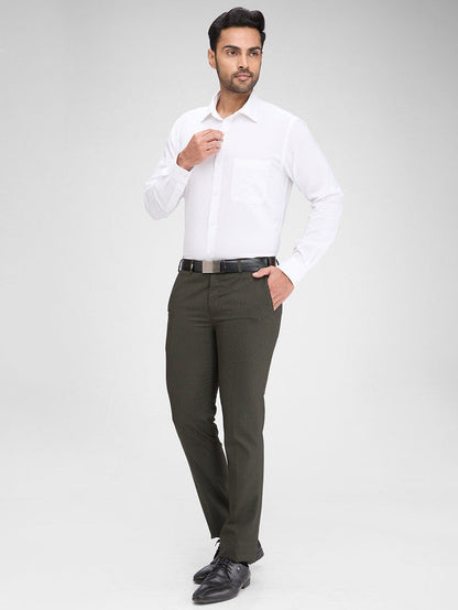 Raymond White Structure Slim Fit Full Sleeve Cotton Shirt