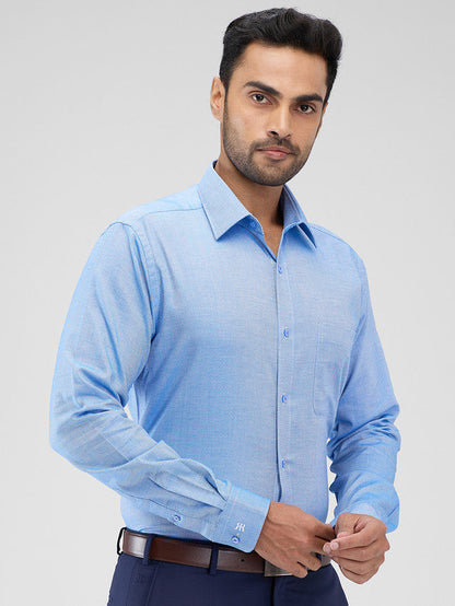 Raymond Blue Structure Slim Fit Cotton Formal Shirt