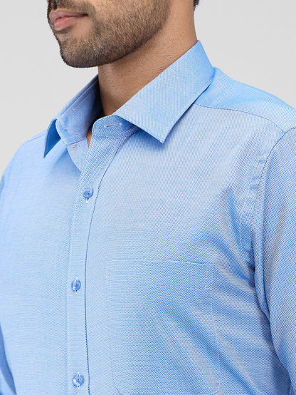 Raymond Blue Structure Slim Fit Cotton Formal Shirt