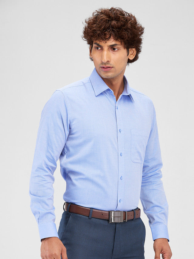 Raymond Blue Structure Slim Fit Cotton Formal Shirt