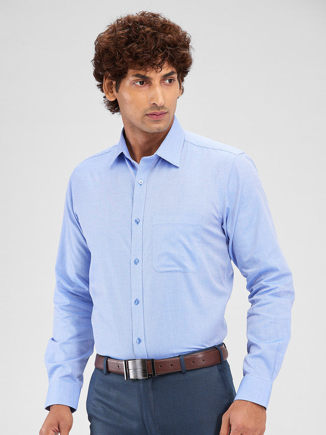 Raymond Blue Structure Slim Fit Cotton Formal Shirt