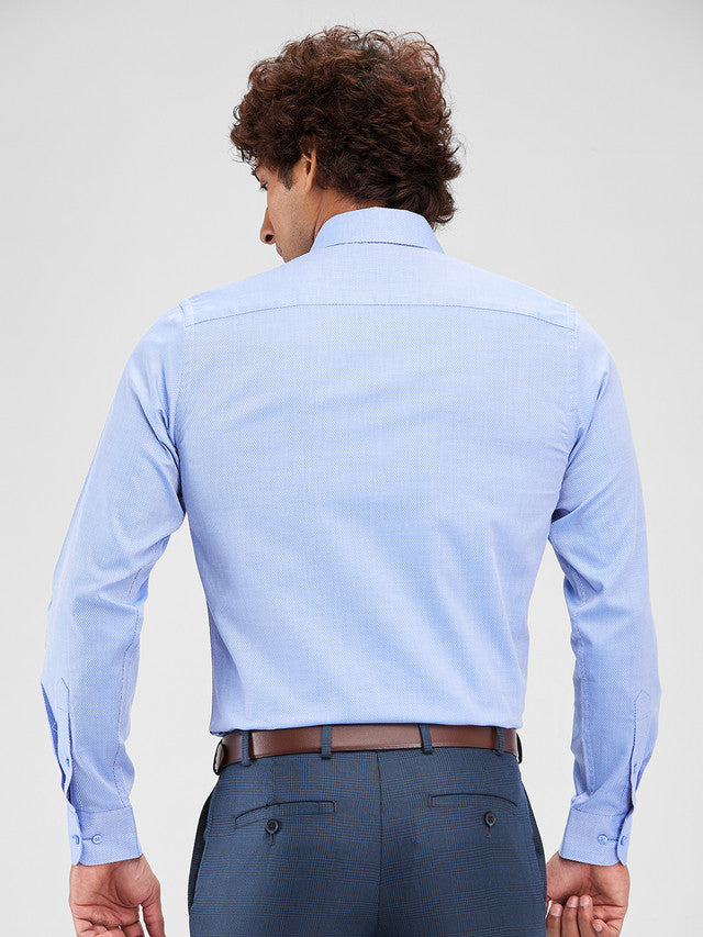 Raymond Blue Structure Slim Fit Cotton Formal Shirt