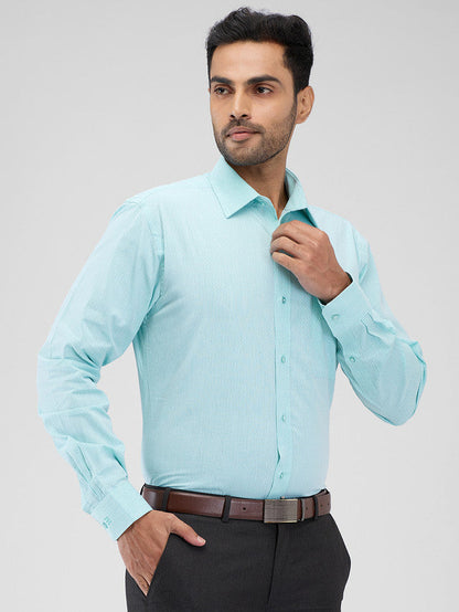 Raymond Green Stripe Slim Fit Cotton Formal Shirt