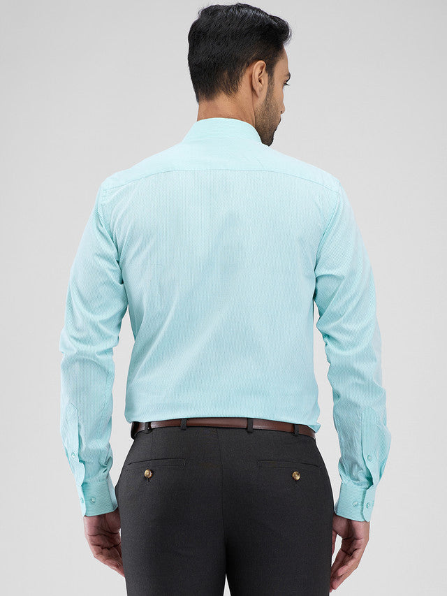 Raymond Green Stripe Slim Fit Cotton Formal Shirt