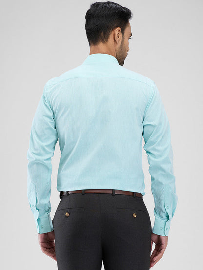 Raymond Green Stripe Slim Fit Cotton Formal Shirt