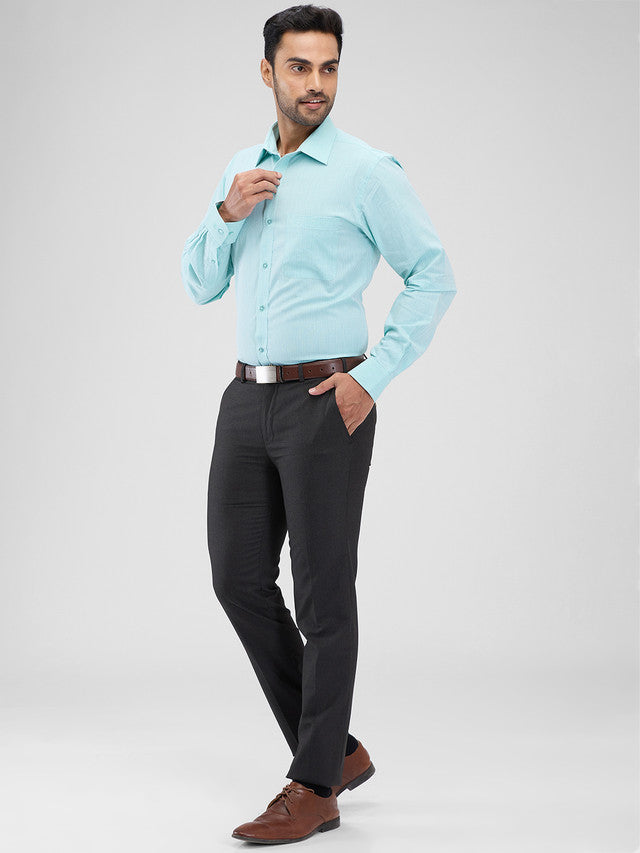 Raymond Green Stripe Slim Fit Cotton Formal Shirt